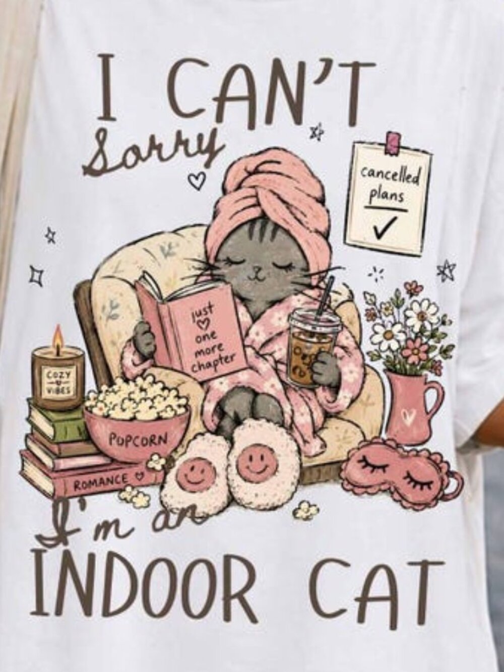 Indoor Cat Shirt, Funny Cat Lover Tee, Cat Books Coffee Lover Soft Girl - Picture 2 of 4